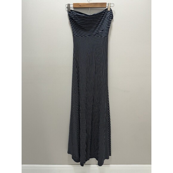 Windsor Maxi Blue White Striped Tube Top Open‎ Back Dress Size Small - Picture 1 of 7
